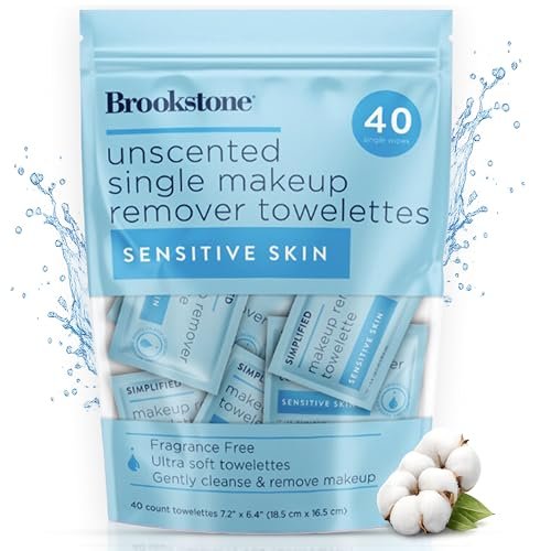 brookstone individual makeup remover wipes ultra soft, makeu...