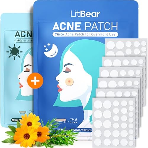 litbear acne pimple patches day and night 4 sizes 180 dots th...