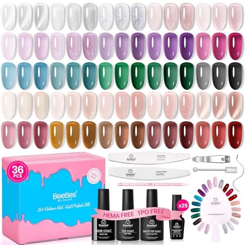 beetles deal box jelly gel nail polish set, summer pink milky...