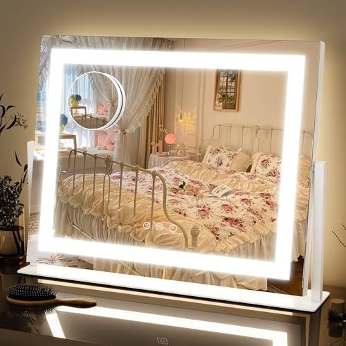 fennio vanity mirror with lights 22''x18'' makeup mirror with...
