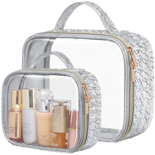 packism 2 pack clear makeup bag set foldable tsa approved to...