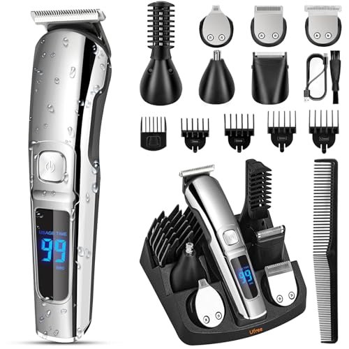 ufree beard trimmer for men, waterproof electric razor for nos...