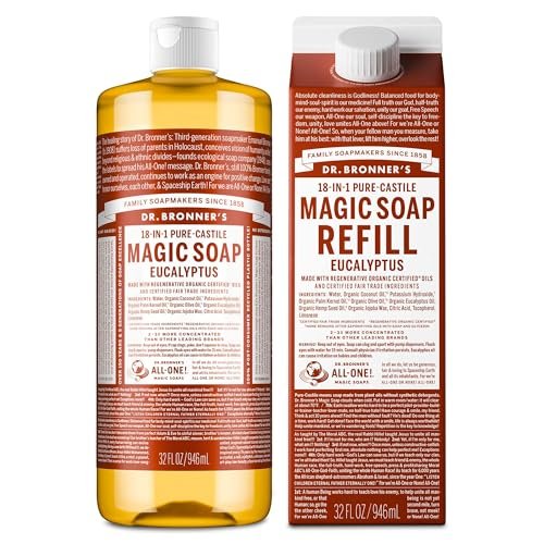 dr. bronner's pure castile liquid magic soap bottle & refill c...
