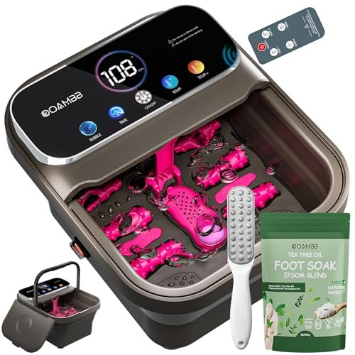 ooambb collapsible foot spa with heat, bubble,temp control,rem...