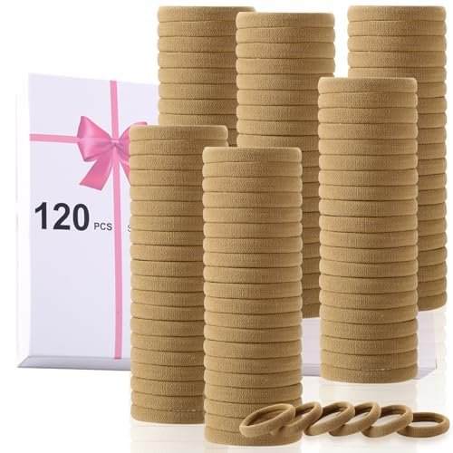 luseren 120 pcs no damage hair ties for thick hair, large soft...