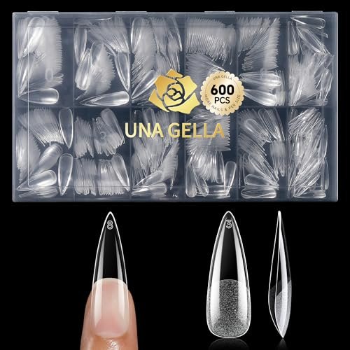 una gella long stiletto gel nail tips 600pcs pre etched long s...