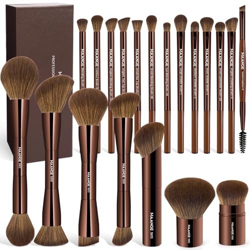 maange 20 pcs makeup brushes with gift box, double end multi f...