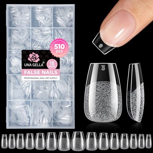 una gella short coffin nails tips: 510pcs soft gel nail tips c...