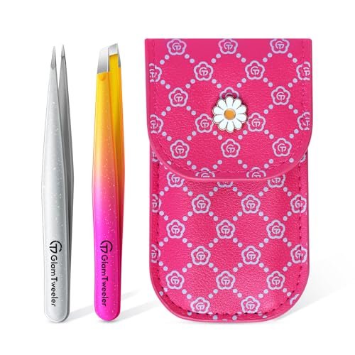expert slant and point tip tweezer set with exclusive travel c...