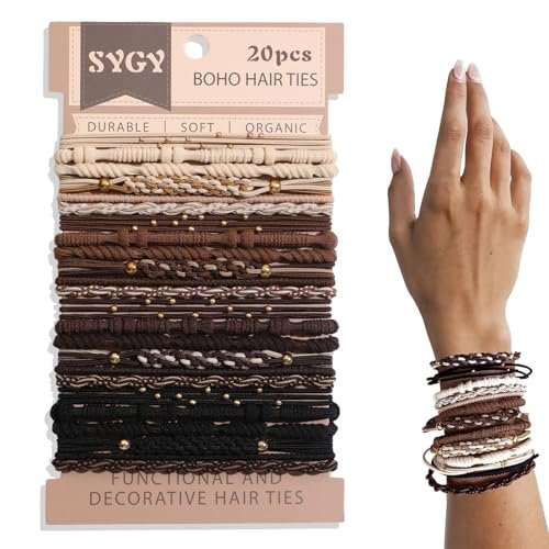 20 pcs boho hair ties, bracelets hair ties for thick or thin h...