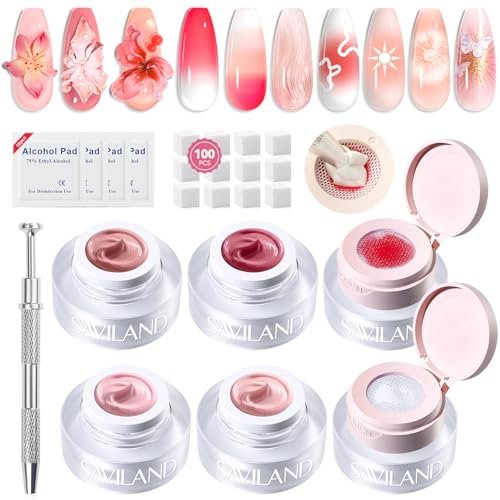 saviland cushion patting gel polish kit: 6 colors pat pat gel...