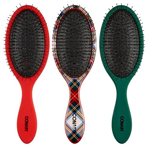 conair detangling hair brush set 3 pack, use wet and dry and i...