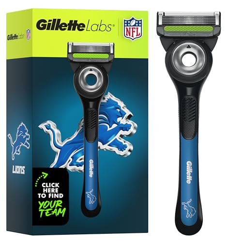 gillette labs special nfl lions edition shaving razor for men...