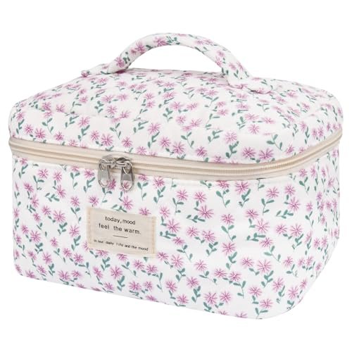 gosect large makeup bag, cute cosmetic bag for women girls, fl...