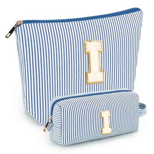 2 pcs initial makeup bags for women: cosmetic bag for travel t...