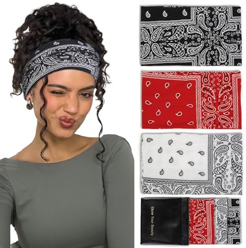 huachi bandana headbands for women non slip, thick womens head...