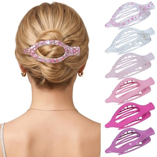 french flat hair clips for women 6pcs flat hair claws for th...