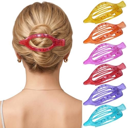 french flat hair clips for women 6pcs flat hair claws for th...