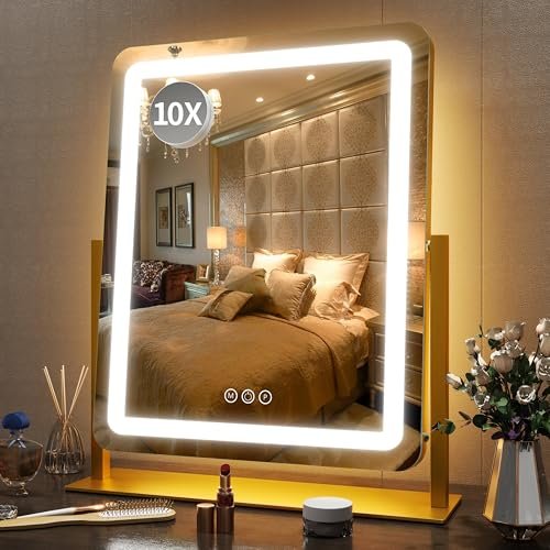 fennio vanity mirror with lights 22 inch led lighted makeup m...