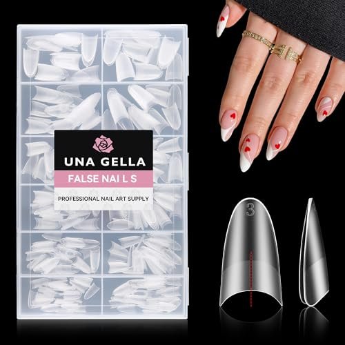 una gella almond gel nails tips medium: 504pcs full matte soft...