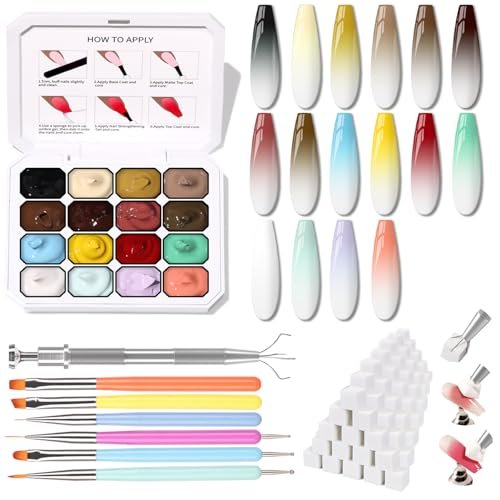 karroy sponges pat gel nail polish palette, 16 colors blending...