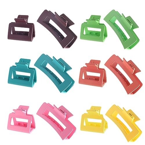 12pack colorful trendy square hair clips, big and small neutra...