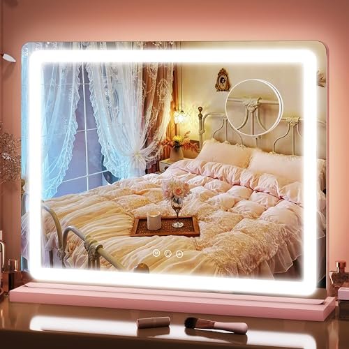 fennio 23" x 18" vanity mirror with lights，led makeup mirror，h...