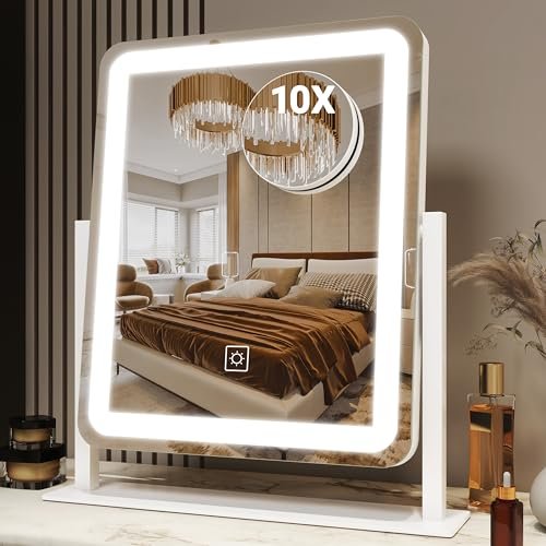 fennio vanity mirror with lights 15"x13" led lighted makeup...