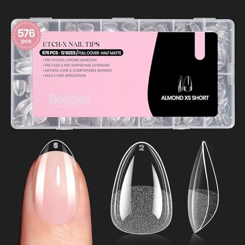 beetles gel nail tips 576pcs extra short almond fake nails etc...