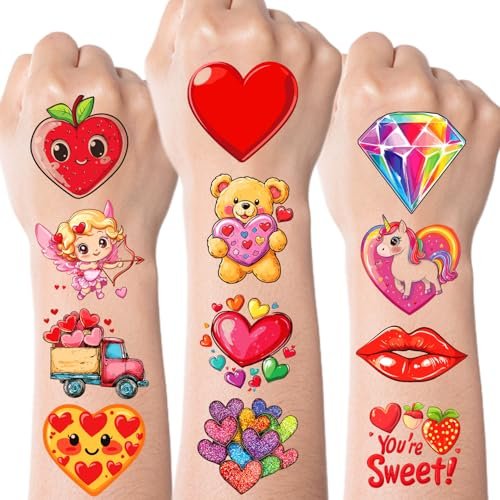 JCFIRE Valentines Day Stickers for Kids Temporary Tattoos, Hea... jcfire valentines day stickers for kids temporary tattoos, hea...