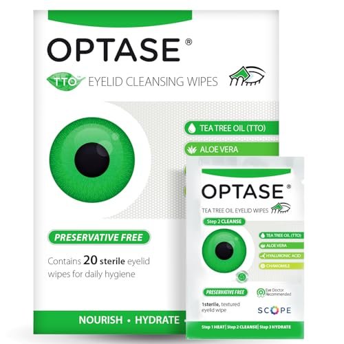 optase tto eyelid cleansing wipes, 20 count – individually wra...