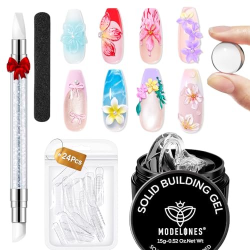 modelones 3d sculpting gel kit，clear solid nail builder hard g...