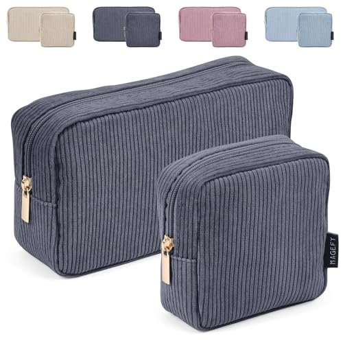 magefy makeup bag 2 pcs corduroy cosmetic bag mini big makeup...