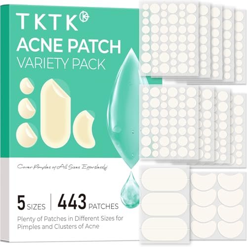 tktk 443 count pimple patches for face, hydrocolloid acne patc...