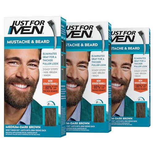 just for men mustache & beard, beard coloring for gray hair wi...