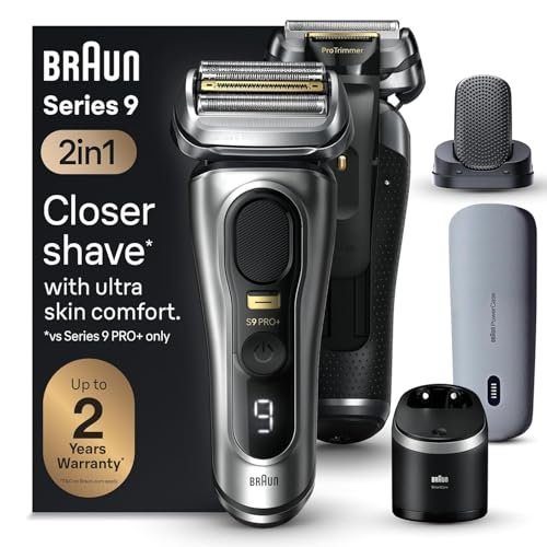 braun series 9 pro+ electric shaver, shaving kit with 5 pro sh...