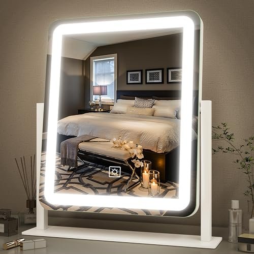 fennio vanity mirror with lights 15"x12.6" led lighted makeu...