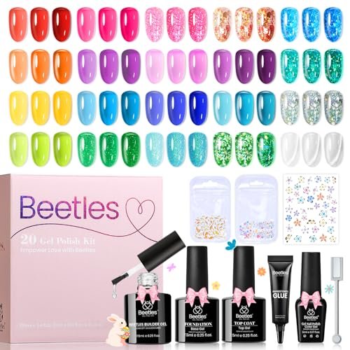 beetles jelly gel nail polish set 20 colors summer neon rain...
