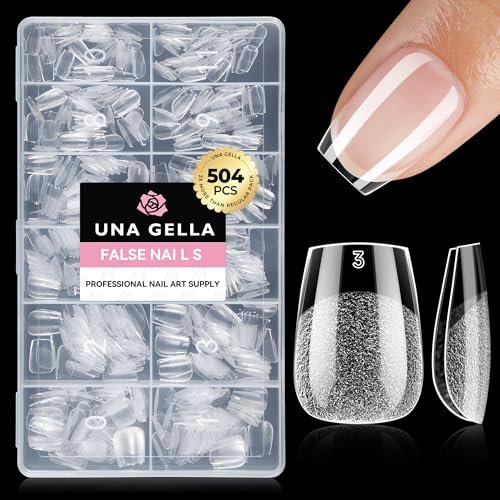una gella extra short coffin nails tips: 504pcs pre etched xs...