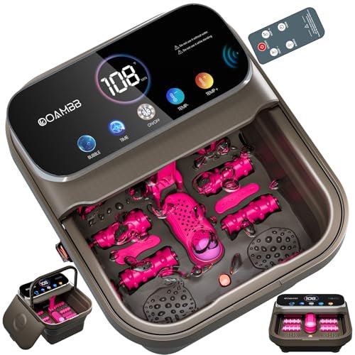 ooambb collapsible foot spa with heat, bubble,temp control,rem...