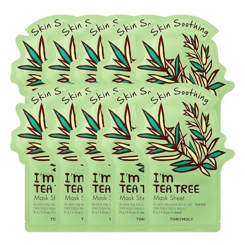 tonymoly i’m tea tree sheet mask 10 pack – hydrating & soothin...