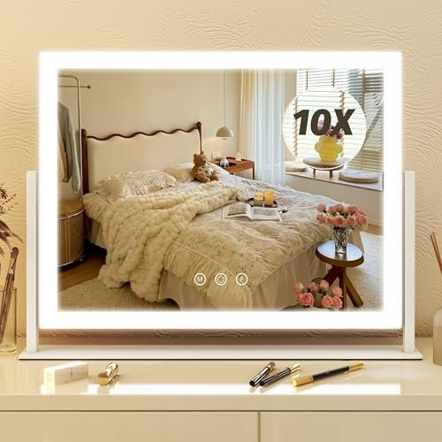 fennio vanity mirror with lights 13'' x 17'' makeup mirror wit...