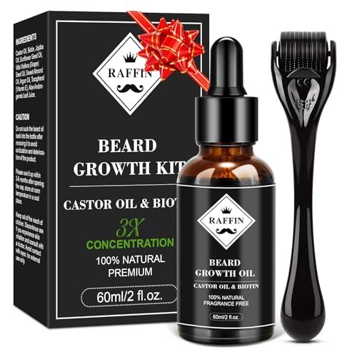 raffin beard growth kit, beard growth oil w/3 x thickening bio...
