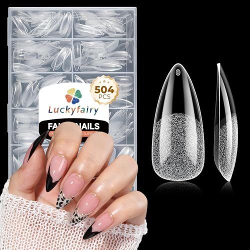 medium stiletto nail tips: 504pcs full cover soft gel nail tip...