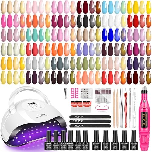 yalsyny nail polish kit with u v lamp and drill starter kit 36...