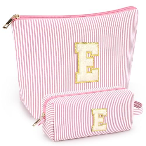 mibasies 2 pcs initial makeup bags for women: cosmetic bag for...