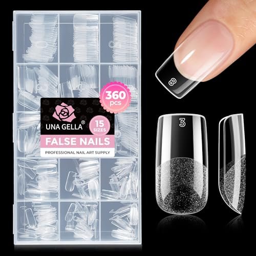 una gella square gel nail tips: 360pcs 15 sizes pre etched nai...