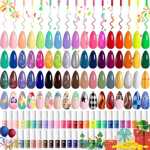 beetles gel liner nail art polish set 50 colors reflective gol...