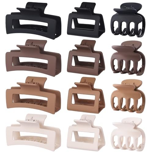 smksl 12 pcs hair clips for women 3 styles small medium large...