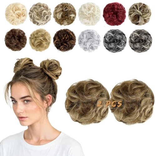 feidylong 2 pcs messy bun hair piece wavy curly scrunchies syn...